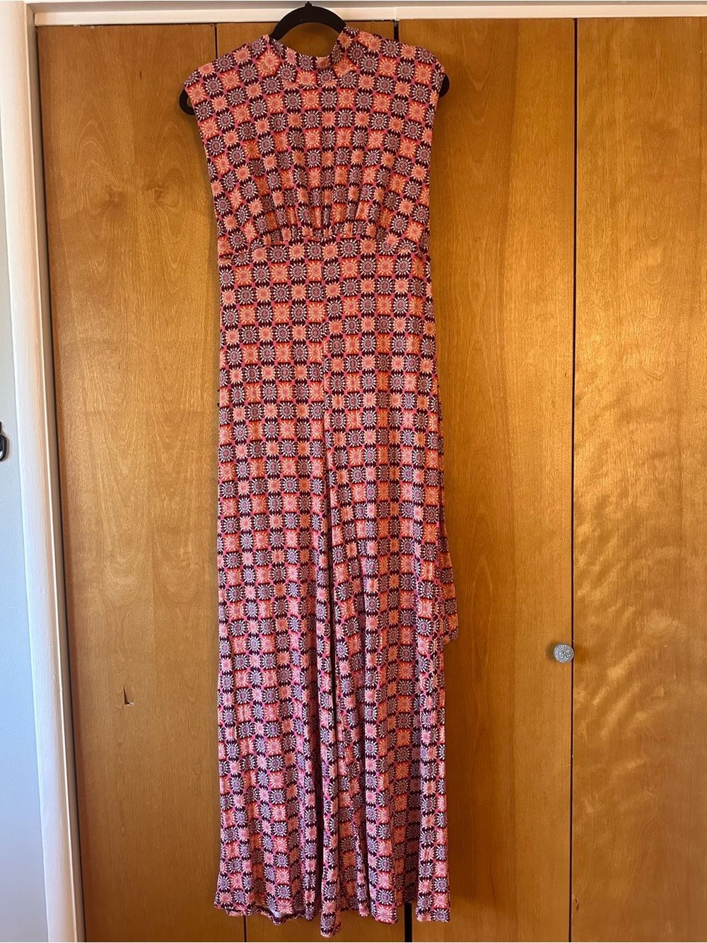 Free People Medium Pink Vibe Check Sun Dial Shaped Halter Wide-Leg Jumpsuit